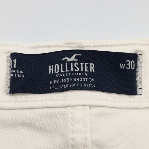 Hollister Womens Cut Off Jean Shorts Size 11 Waist 31 White Denim Distressed - Picture 2 of 10